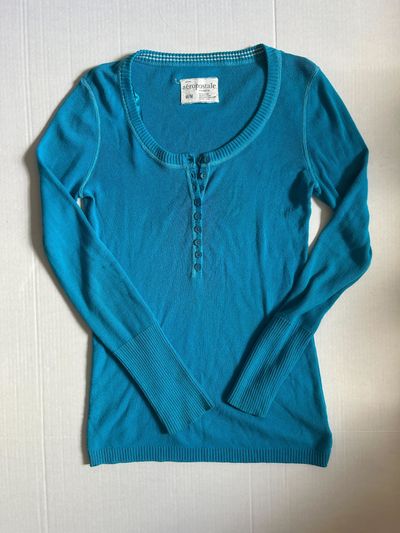 Aéropostale Teal Henley Sweater — Size M