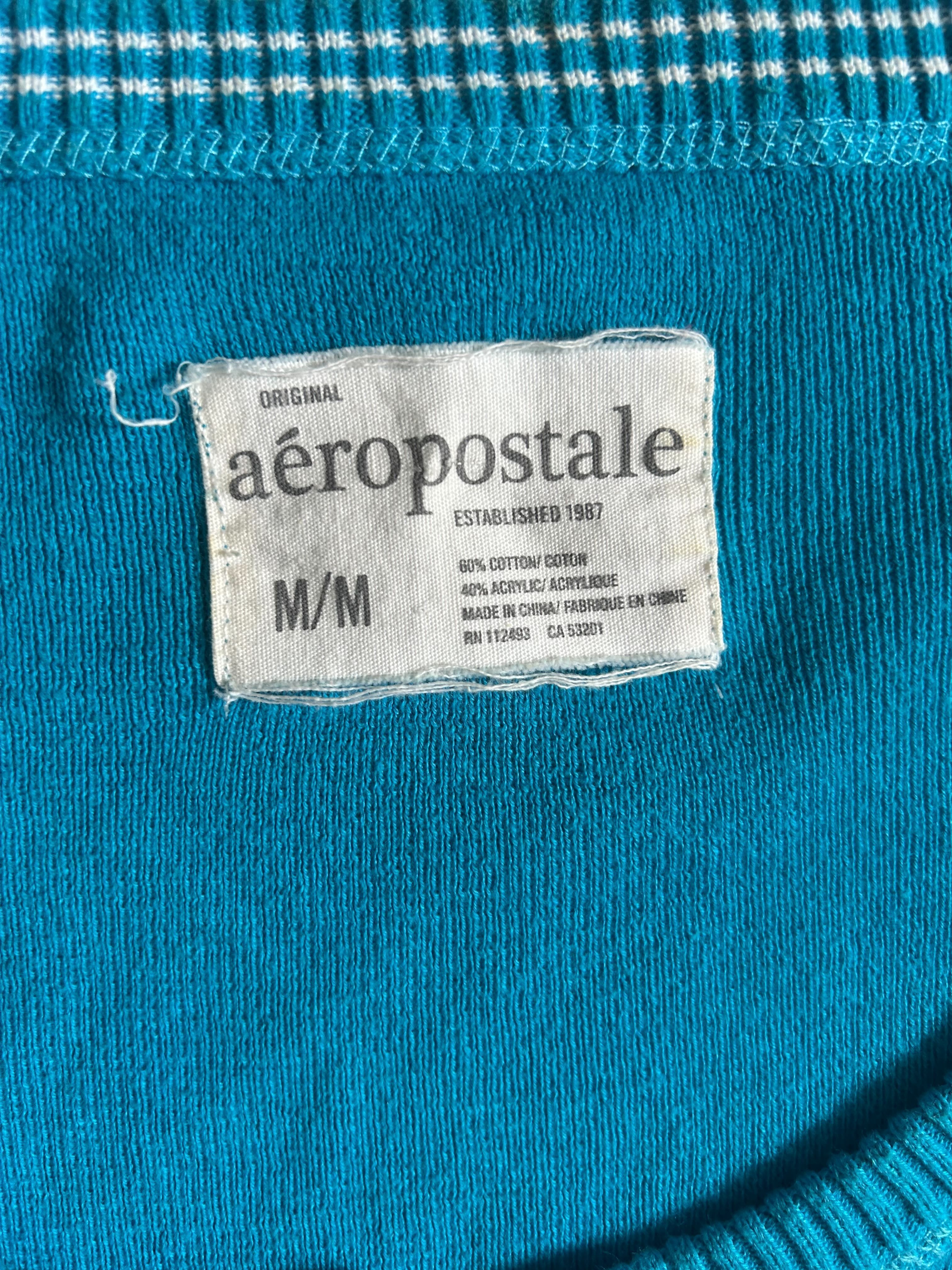 Aéropostale Teal Henley Sweater — Size M photo 3