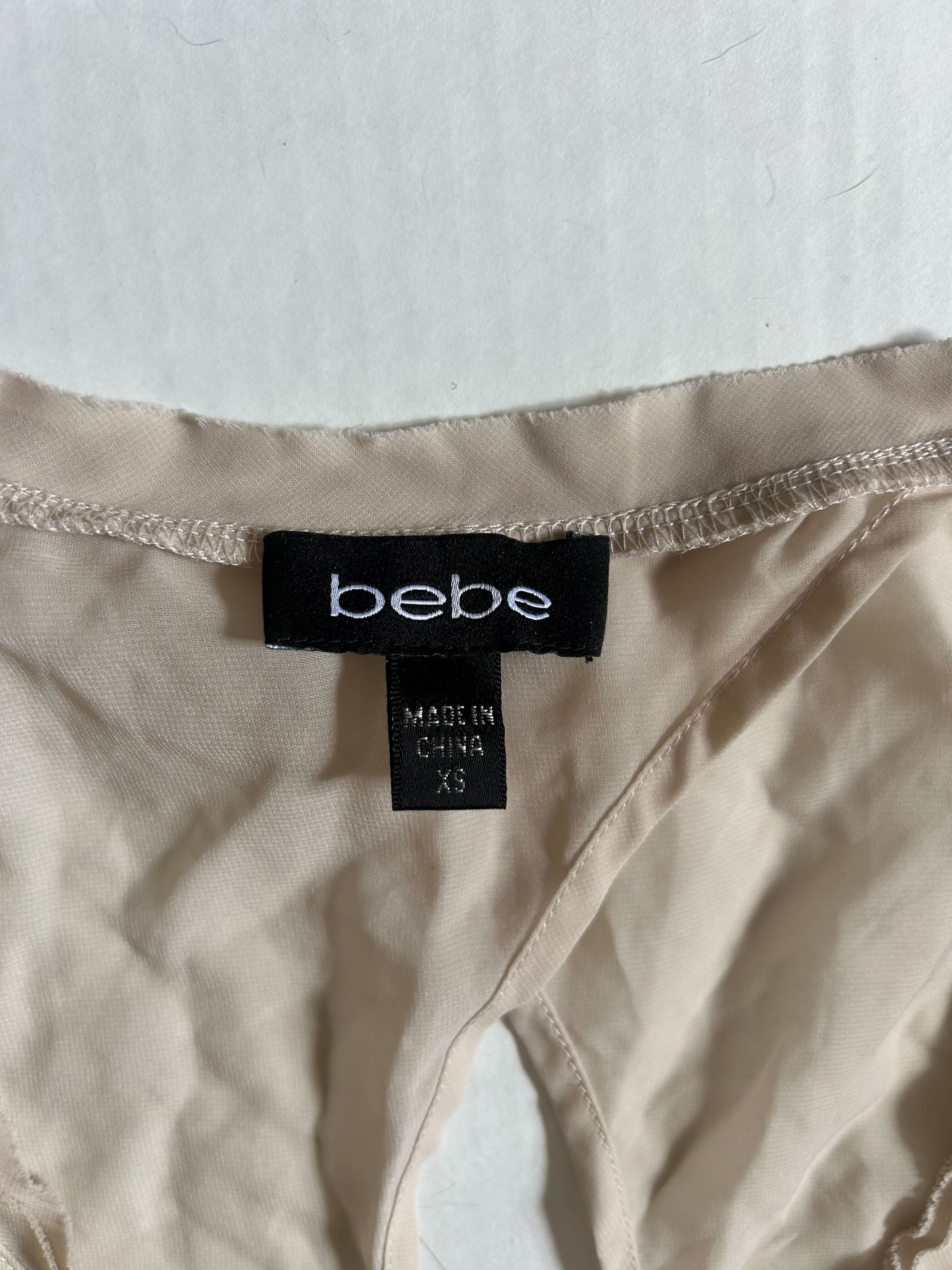 Bebe Striped Tank — Neon Yellow & Nude photo 3