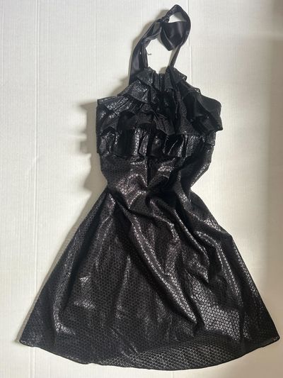 Betsey Johnson Black Sequin Halter Dress