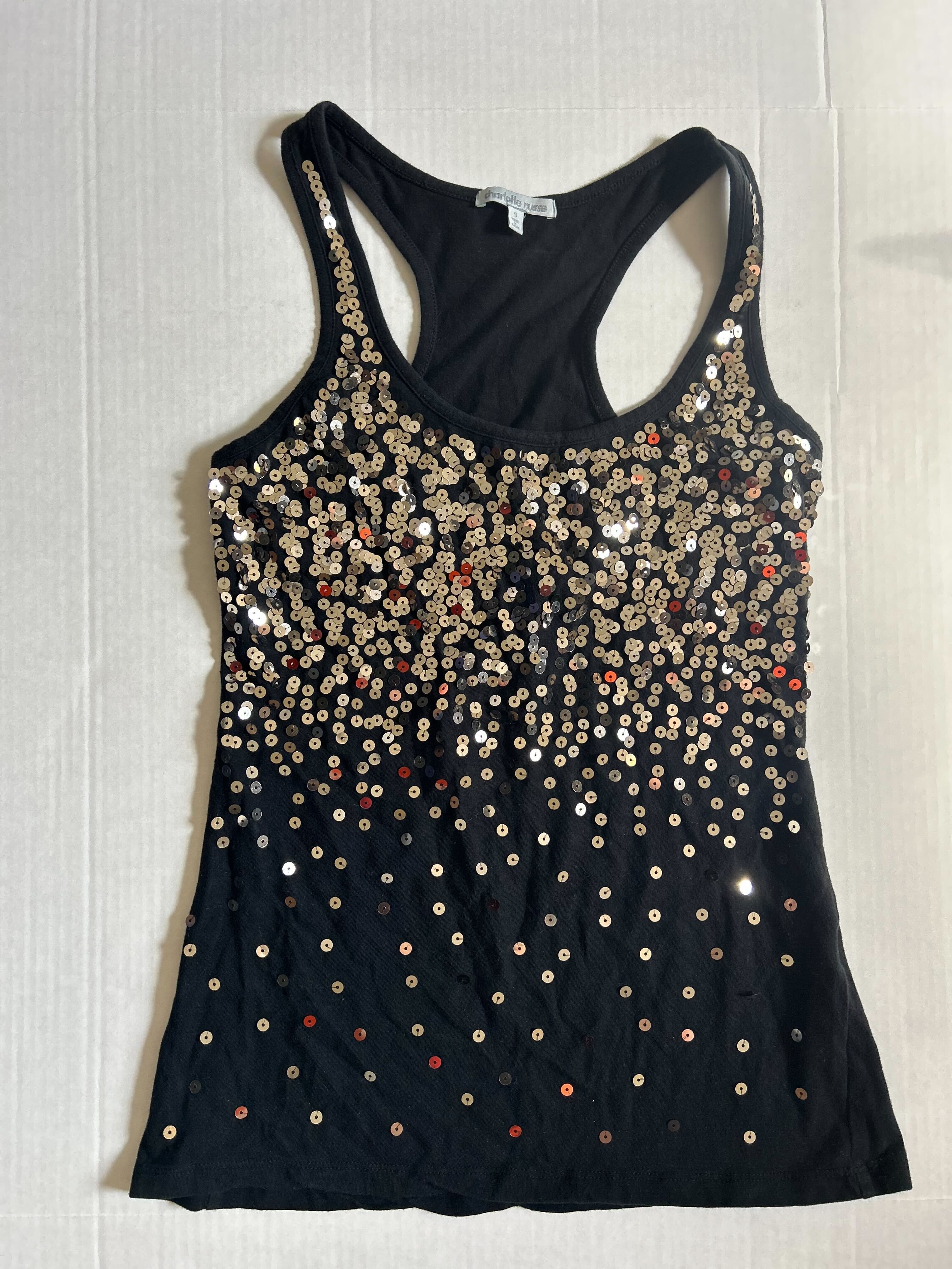 Charlotte Russe Gold Sequin Racerback Tank — Size S