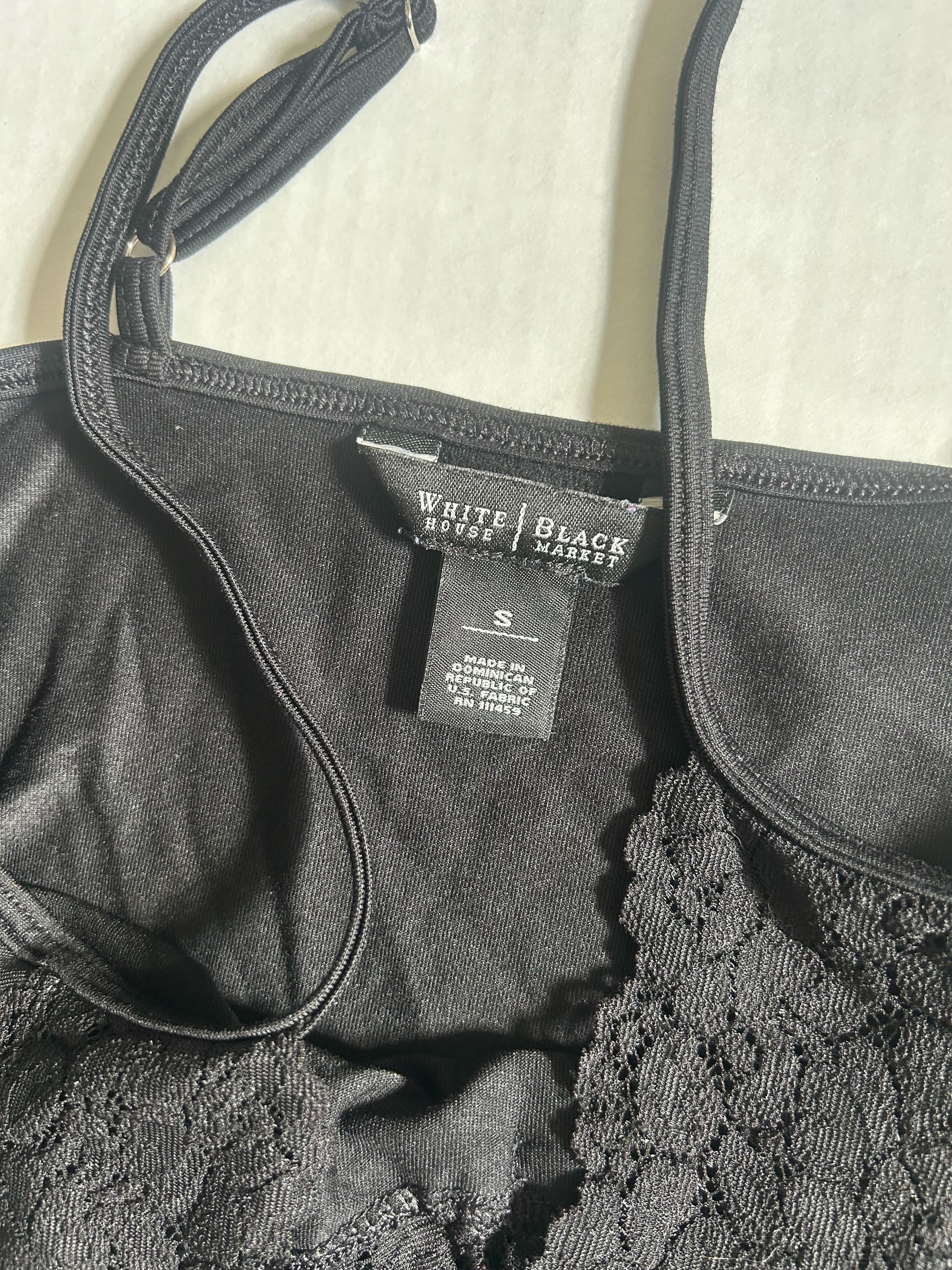 White House Black Market Lace-Trim Cami — Black photo 3