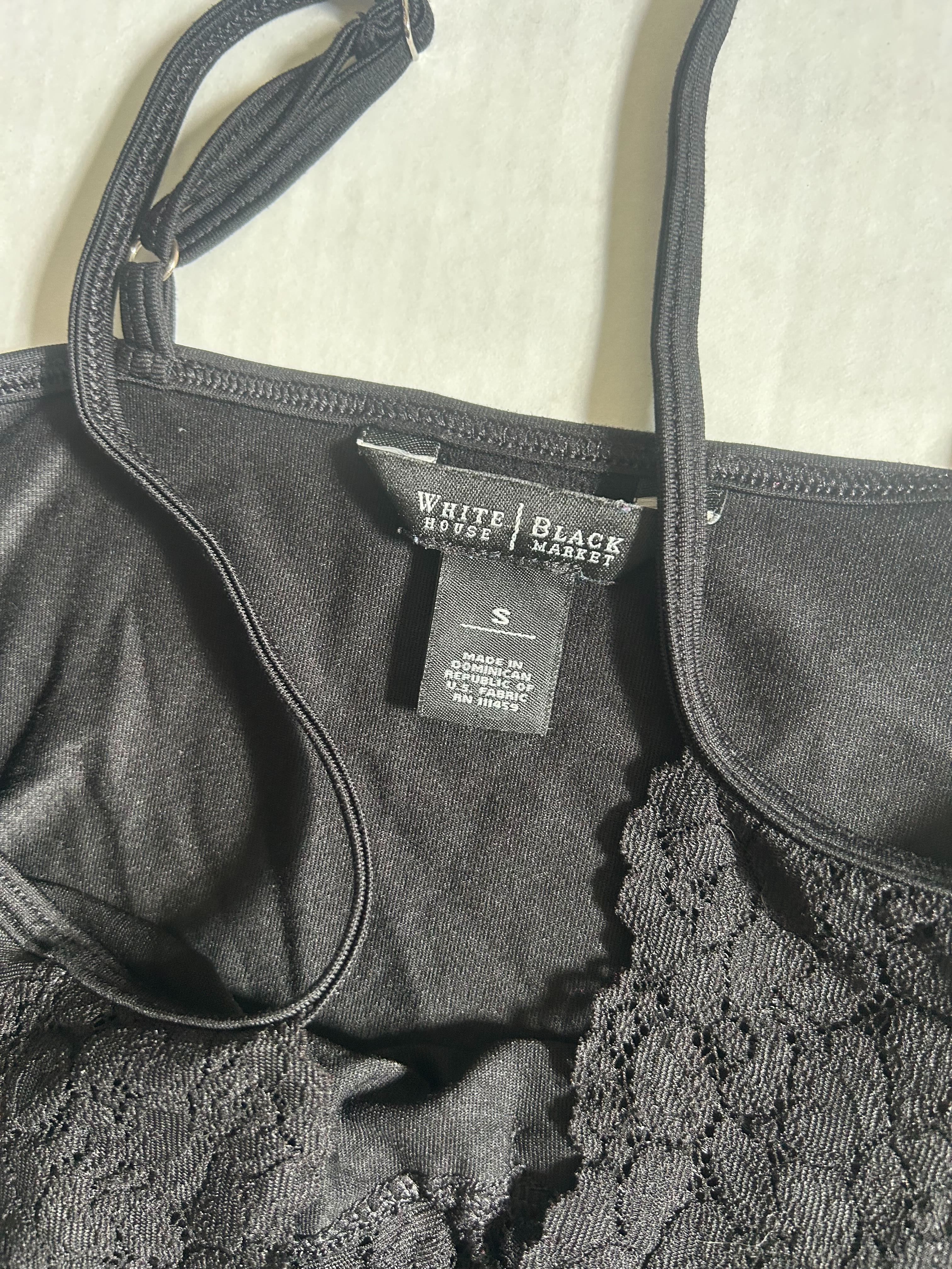 White House Black Market Lace-Trim Cami — Black photo 5